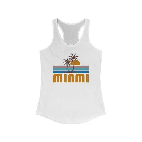 Miami, Florida Women's Tank - Retro Palm Tree Women's Racerback Miami Tank Top