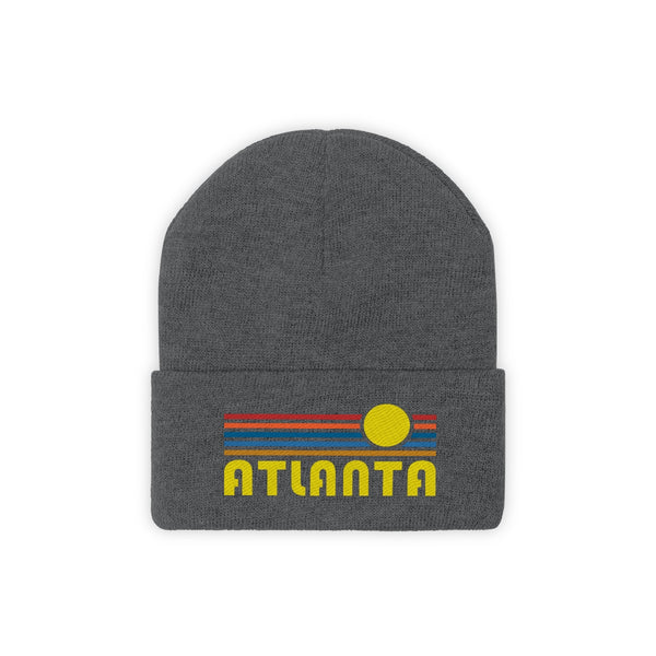 Atlanta, Georgia Beanie - Adult Embroidered Retro Sunset Atlanta Knit Hat