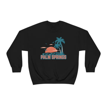 Buy black Palm Springs, California Sweatshirt - Unisex Retro Palm Tree Crewneck Palm Springs Sweatshirt