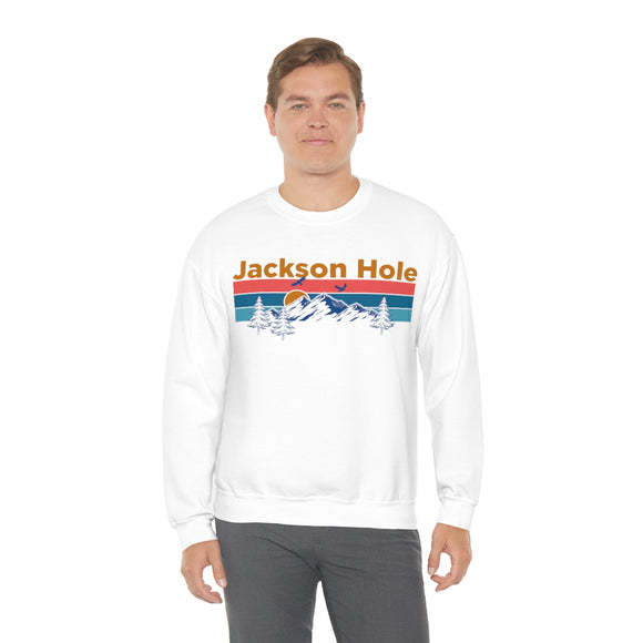 Jackson Hole, Wyoming Sweatshirt - Mountain & Birds Unisex