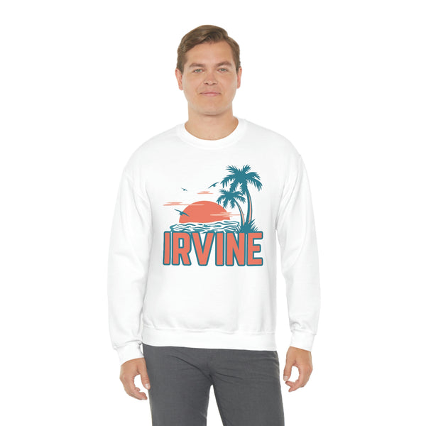 Irvine, California Sweatshirt - Unisex Retro Palm Tree Crewneck Irvine Sweatshirt