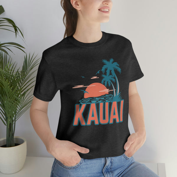 Kauai, Hawaii T-Shirt - Retro Palm Tree & Beach Unisex Kauai Shirt