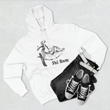 Premium Ski Bum Hoodie - Retro Unisex Sweatshirt - Skier Sketch - 0