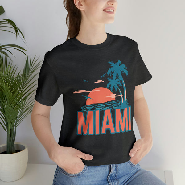 Miami, Florida T-Shirt - Retro Palm Tree & Beach Unisex Miami Shirt