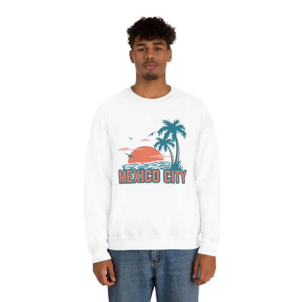 Mexico City, Mexico Sweatshirt - Unisex Retro Palm Tree Crewneck Mexico City Sweatshirt