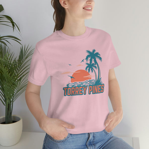 Torrey Pines, California T-Shirt - Retro Palm Tree & Beach Unisex Torrey Pines Shirt