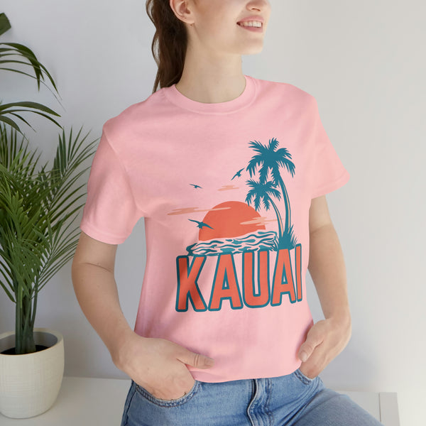 Kauai, Hawaii T-Shirt - Retro Palm Tree & Beach Unisex Kauai Shirt