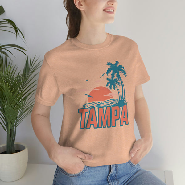 Tampa, Florida T-Shirt - Retro Palm Tree & Beach Unisex Tampa Shirt