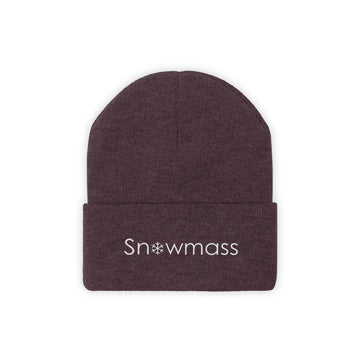 Buy maroon Snowmass, Colorado Knit Beanie - Adult Embroidered Snowflake Snowmass Knit Hat