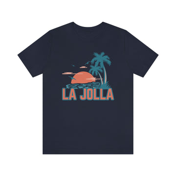 Buy navy La Jolla, California T-Shirt - Retro Palm Tree &amp; Beach Unisex La Jolla Shirt