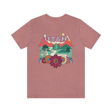 Buy heather-mauve Utah T-Shirt - Retro Mountain / Hippie Style Utah Shirt