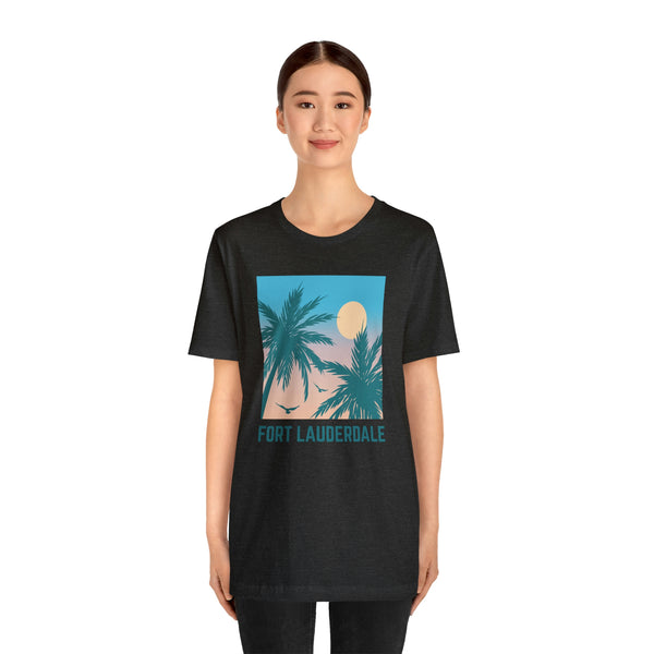 Fort Lauderdale, Florida T-Shirt - Retro Palm Tree & Beach Unisex Fort Lauderdale Shirt