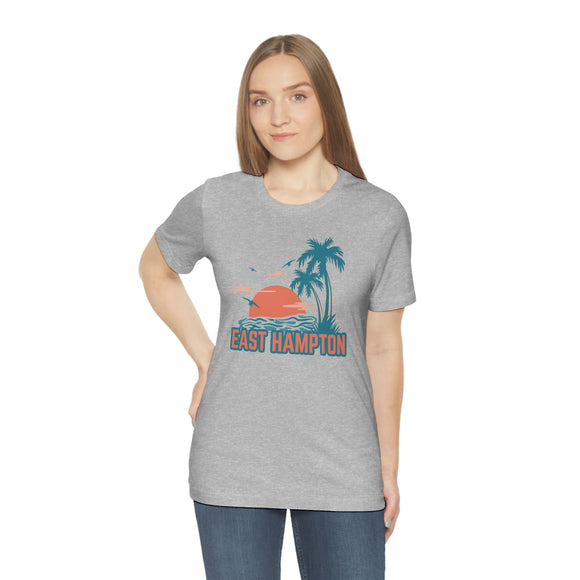 East Hampton, New York T-Shirt - Retro Palm Tree & Beach Unisex East Hampton Shirt