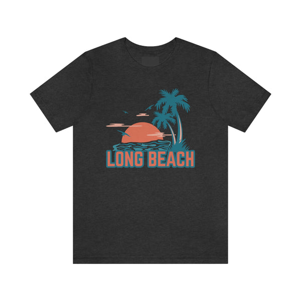 Long Beach, California T-Shirt - Retro Palm Tree & Beach Unisex Long Beach Shirt