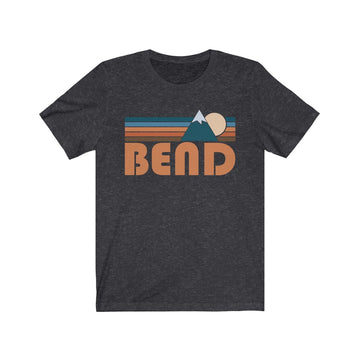 Buy dark-grey-heather Bend, Oregon T-Shirt - Retro Mountain Adult Unisex Bend T Shirt