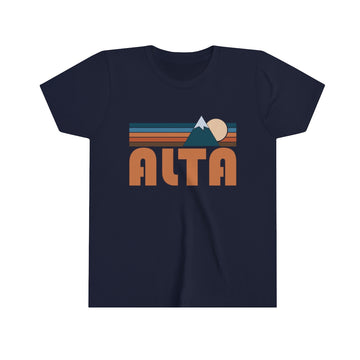 Buy navy Alta Youth T-Shirt - Retro Mountain Utah Kid's TShirt