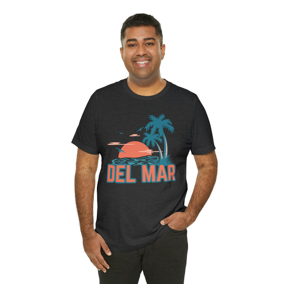 Del Mar, California T-Shirt - Retro Palm Tree & Beach Unisex Del Mar Shirt