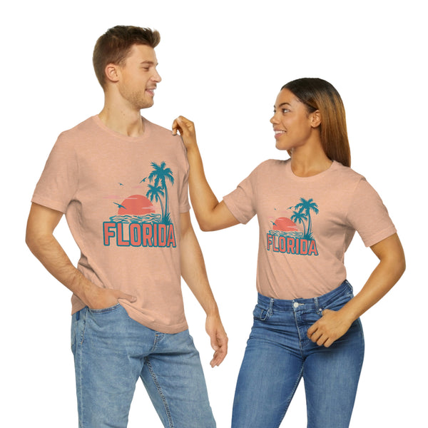 Florida T-Shirt - Retro Palm Tree & Beach Unisex Florida Shirt