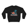 California Sweatshirt - Unisex Retro Palm Tree California Crewneck Sweatshirt