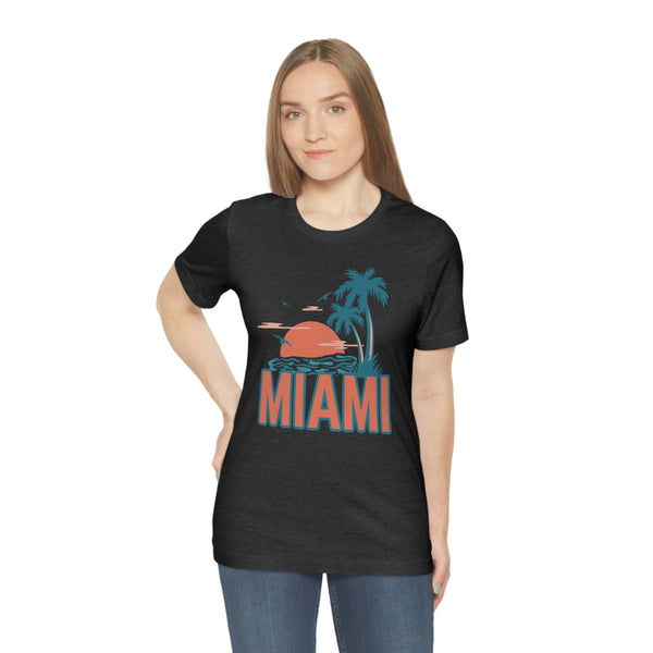 Miami, Florida T-Shirt - Retro Palm Tree & Beach Unisex Miami Shirt