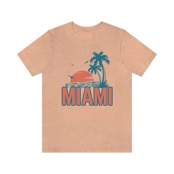 Miami, Florida T-Shirt - Retro Palm Tree & Beach Unisex Miami Shirt