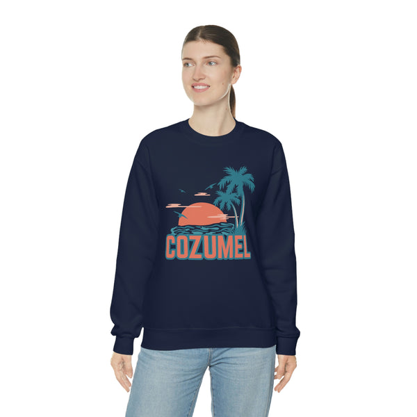 Cozumel, Mexico Sweatshirt - Unisex Retro Palm Tree Crewneck Cozumel Sweatshirt