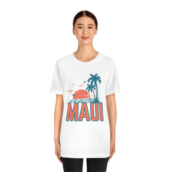 Maui, Hawaii T-Shirt - Retro Palm Tree & Beach Unisex Maui Shirt