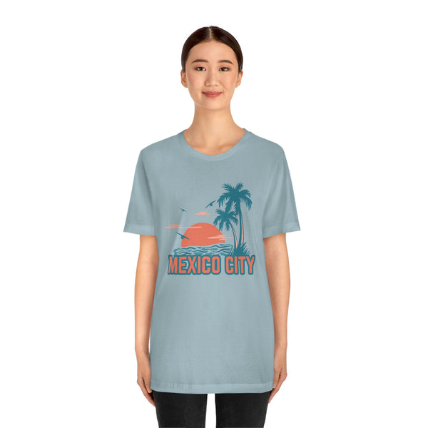 Mexico City, Mexico T-Shirt - Retro Palm Tree & Beach Unisex Mexico City Shirt