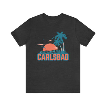 Buy dark-grey-heather Carlsbad, California T-Shirt - Retro Palm Tree &amp; Beach Unisex Carlsbad Shirt