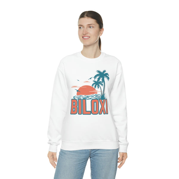 Biloxi, Mississippi Sweatshirt - Unisex Retro Palm Tree Crewneck Biloxi Sweatshirt