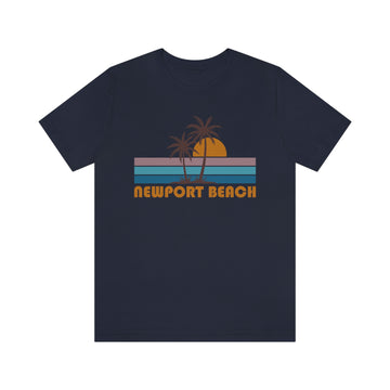 Buy navy Newport Beach, California T-Shirt - Retro Palm Tree Unisex Newport Beach Shirt