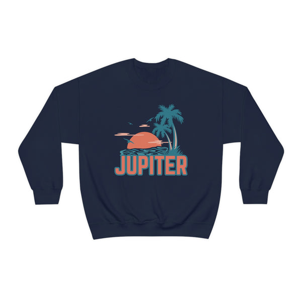 Jupiter, Florida Sweatshirt - Unisex Retro Palm Tree Crewneck Jupiter Sweatshirt