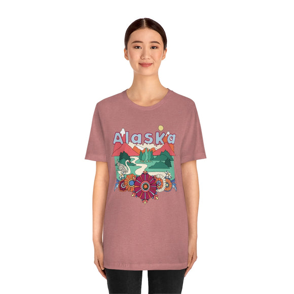 Alaska T-Shirt - Retro Mountain / Hippie Style Alaska Shirt