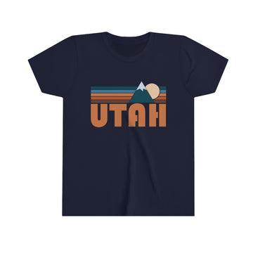 Buy navy Utah Youth T-Shirt - Retro Mountain Utah Kid's TShirt