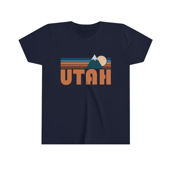 Utah Youth T-Shirt - Retro Mountain Utah Kid's TShirt