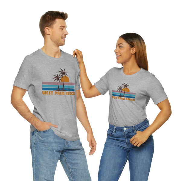 West Palm Beach, Florida T-Shirt - Retro Palm Tree Unisex West Palm Beach Shirt