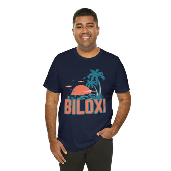 Biloxi, Mississippi T-Shirt - Retro Palm Tree & Beach Unisex Biloxi Shirt