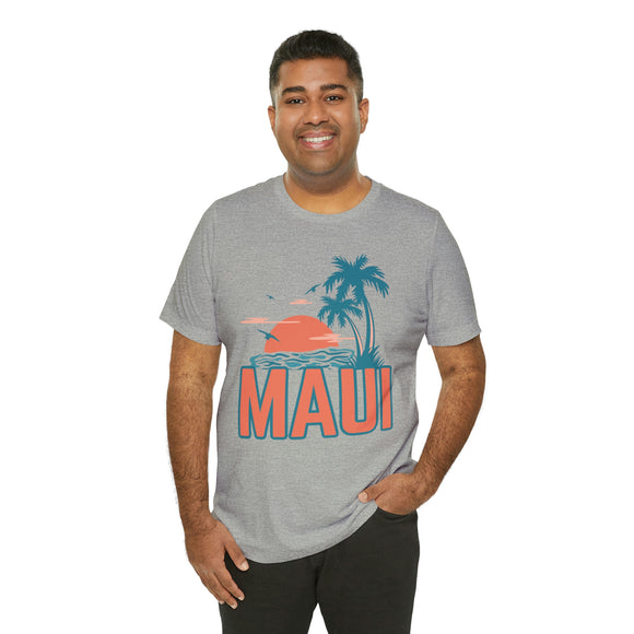 Maui, Hawaii T-Shirt - Retro Palm Tree & Beach Unisex Maui Shirt