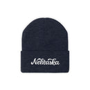 Nebraska Beanie - Adult Hand Lettered Embroidered Nebraska Knit Hat-13