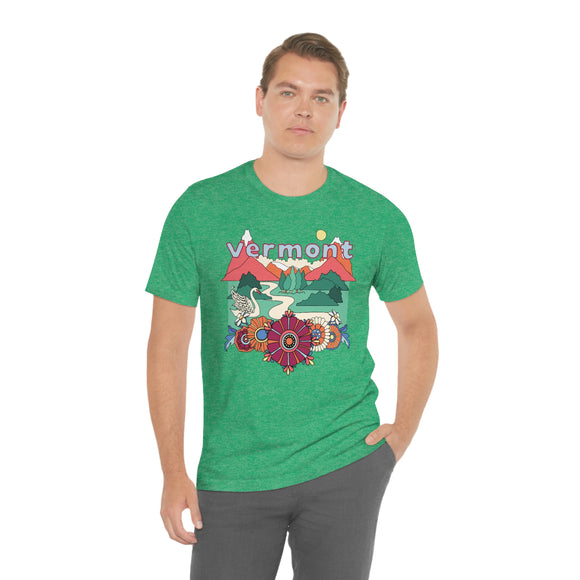 Vermont Shirt, Vermont Retro T-Shirt, Hippie Style Vermont tee, Vermont Mountain Shirt