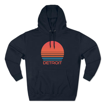 Buy navy Premium Detroit, Michigan Hoodie - Retro 80s Unisex Sweatshirt