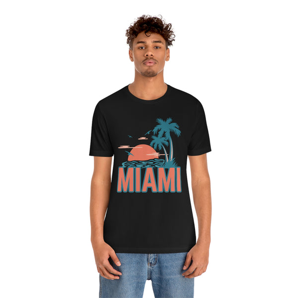 Miami, Florida T-Shirt - Retro Palm Tree & Beach Unisex Miami Shirt
