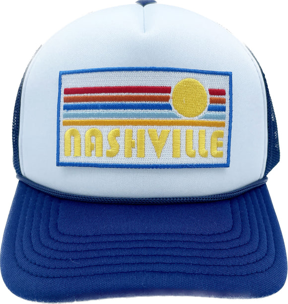 Kids' Nashville, Tennessee Trucker Hat - Retro Sun Snapback Youth Hat