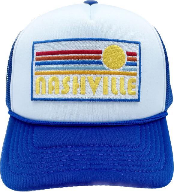 Kids' Nashville, Tennessee Trucker Hat - Retro Sun Snapback Youth Hat