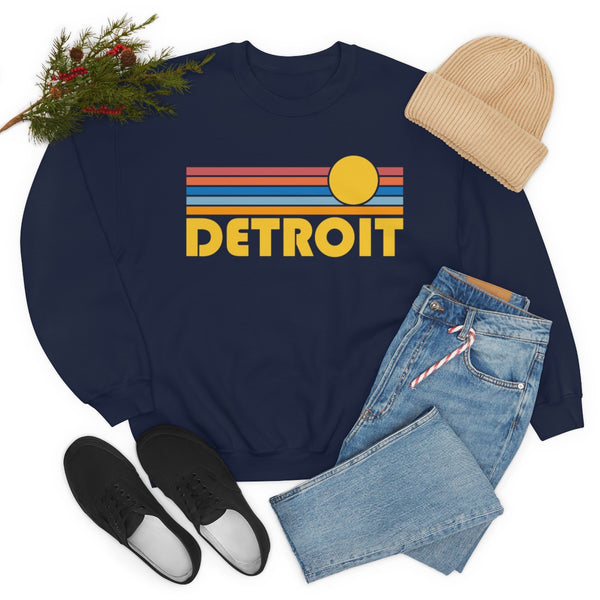 Detroit, Michigan Sweatshirt - Retro Sunrise Unisex