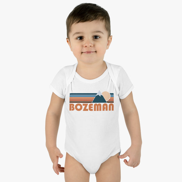 Bozeman Baby Bodysuit - Retro Mountain Bozeman, Idaho Baby Bodysuit