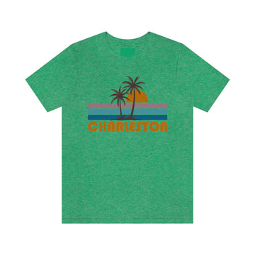 Buy heather-kelly Charleston, South Carolina T-Shirt - Retro Palm Tree Unisex Charleston Shirt
