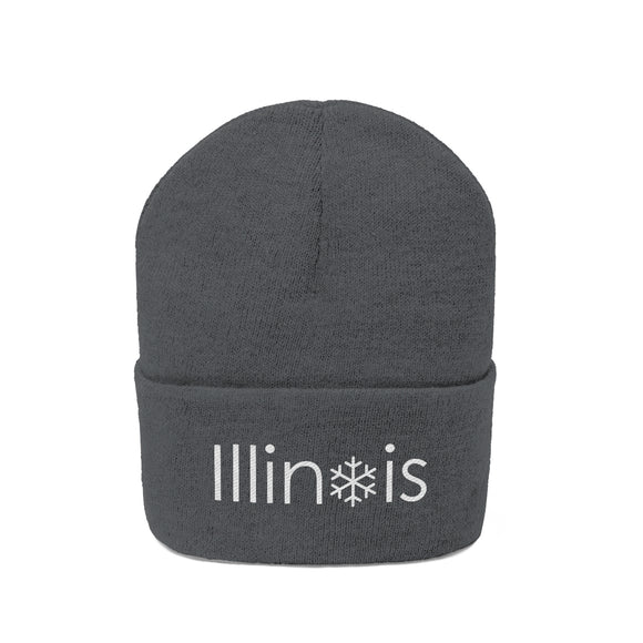 Illinois Knit Beanie - Adult Embroidered Snowflake Illinois Knit Hat