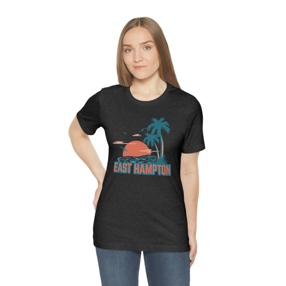 East Hampton, New York T-Shirt - Retro Palm Tree & Beach Unisex East Hampton Shirt