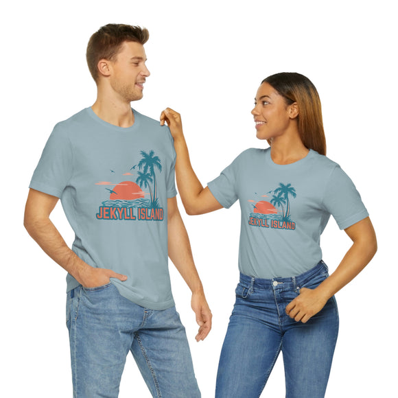Jekyll Island, Georgia T-Shirt - Retro Palm Tree & Beach Unisex Jekyll Island Shirt
